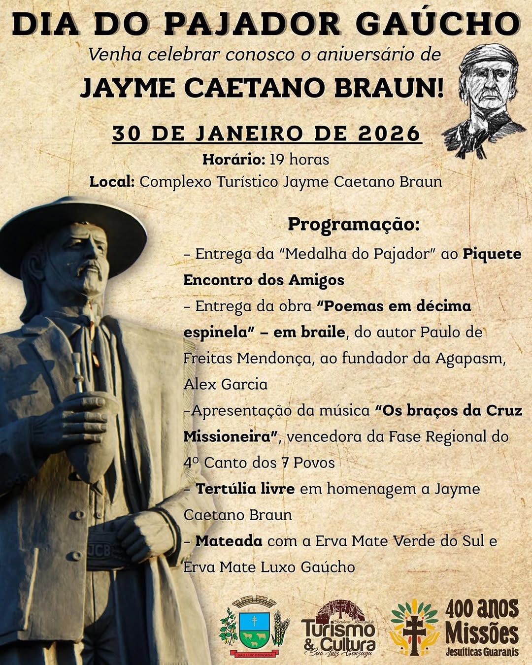 Dia do Pajador Gaúcho - Aniversário de Jayme Caetano Braun