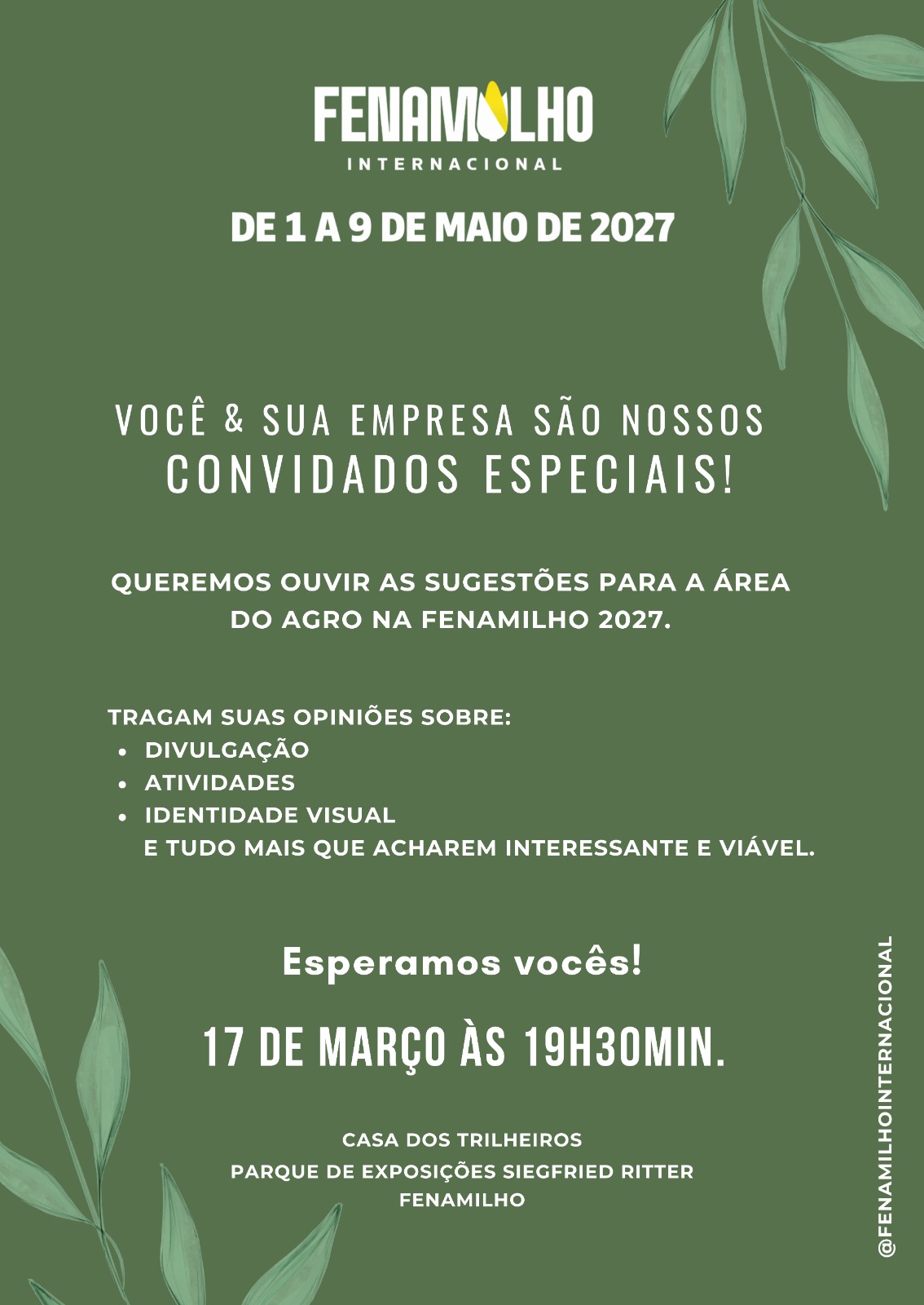 Encontro de Expositores - Área do Agro | Fenamilho 2027