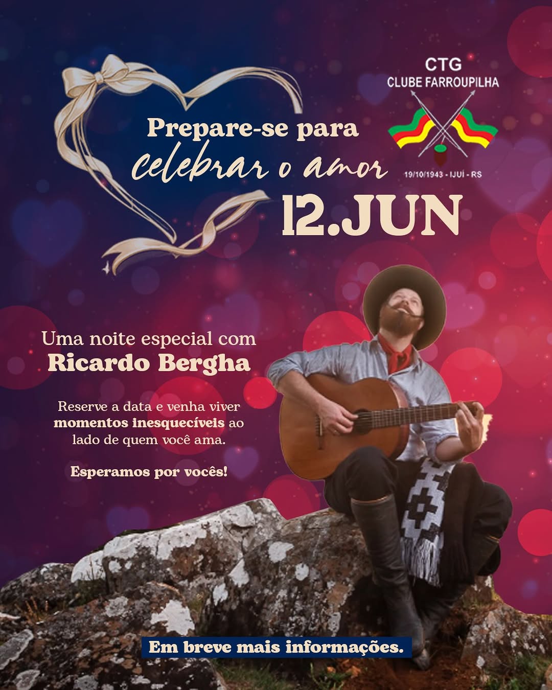 Noite dos Namorados no CTG Clube Farroupilha com Ricardo Bergha