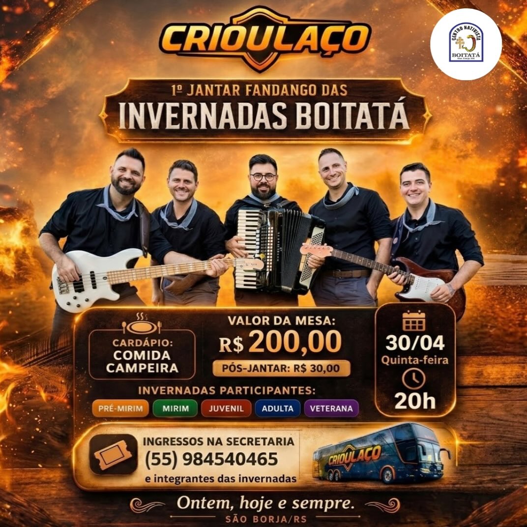 1º Jantar Fandango das Invernadas Boitatá