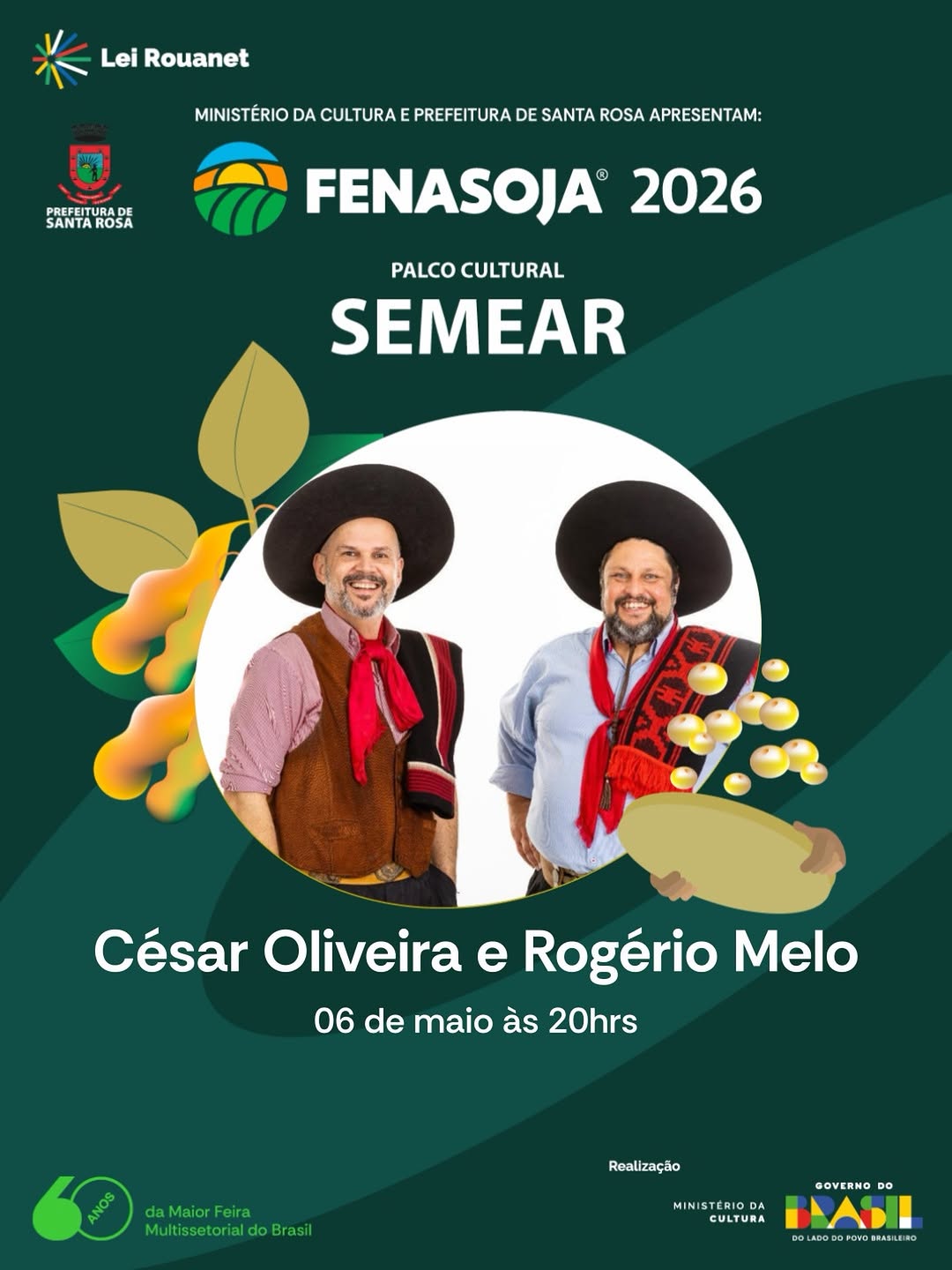 César Oliveira e Rogério Melo na FENASOJA 2026