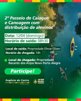 2º Passeio de Caiaque e Canoagem com distribuição de alevinos