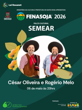César Oliveira e Rogério Melo na FENASOJA 2026
