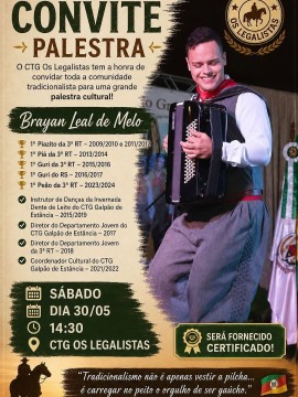 Palestra Cultural com Brayan Leal de Melo - CTG Os Legalistas