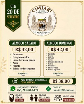 Almoço do Cimiart 2026 - CTG 20 de Setembro