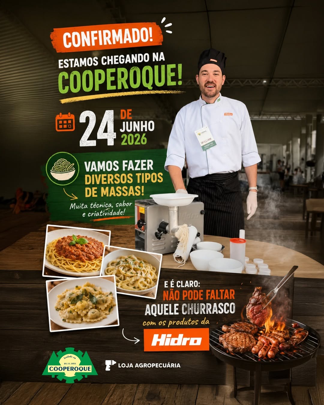 Oficina de Massas e Churrasco na Cooperoque