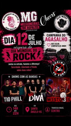 Véspera do Dia Mundial do Rock + Campanha do Agasalho - MG Missioneiras do Asfalto