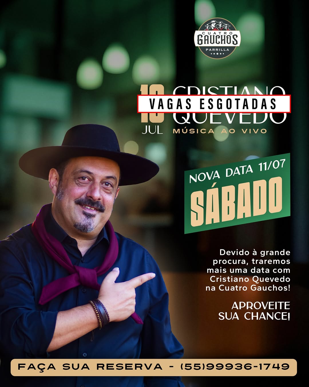 Cristiano Quevedo ao Vivo na Cuatro Gauchos - 11/07/2026