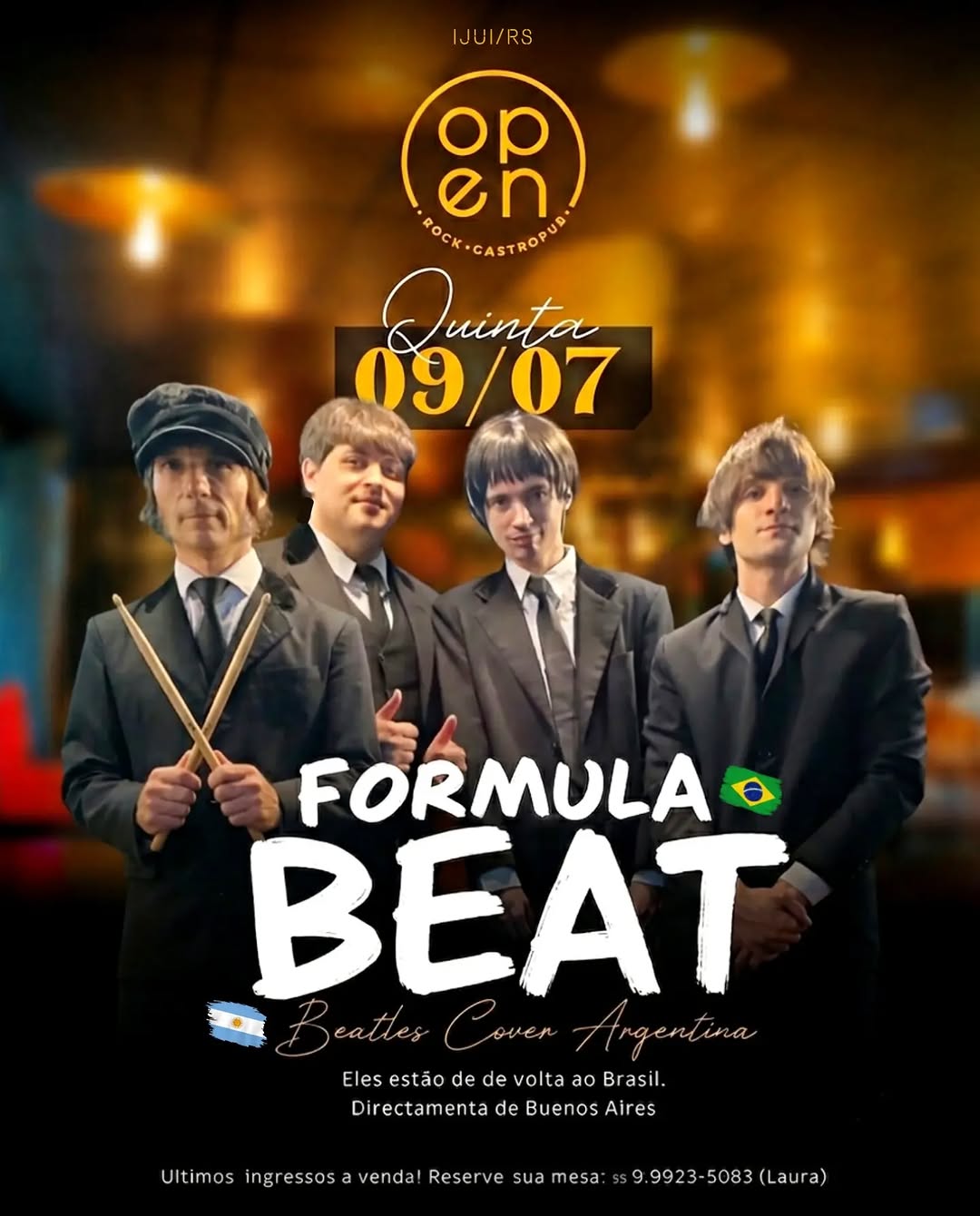 FORMULA BEAT - Beatles Cover (Argentina) | Open Rock Gastropub, Ijuí