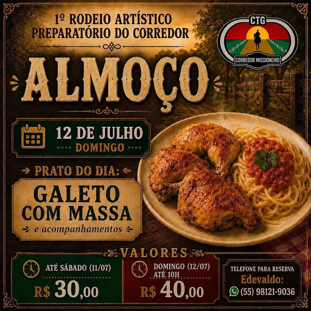 Almoço do 1º Rodeio Artístico Preparatório do Corredor