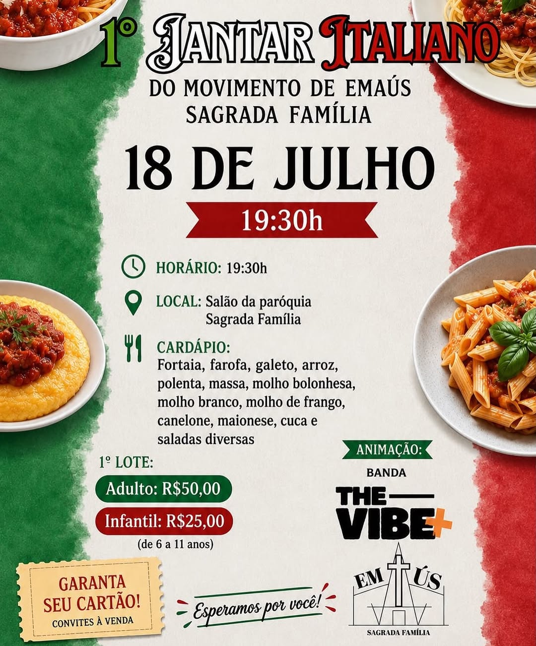 1º Jantar Italiano do Movimento de Emaús Sagrada Família
