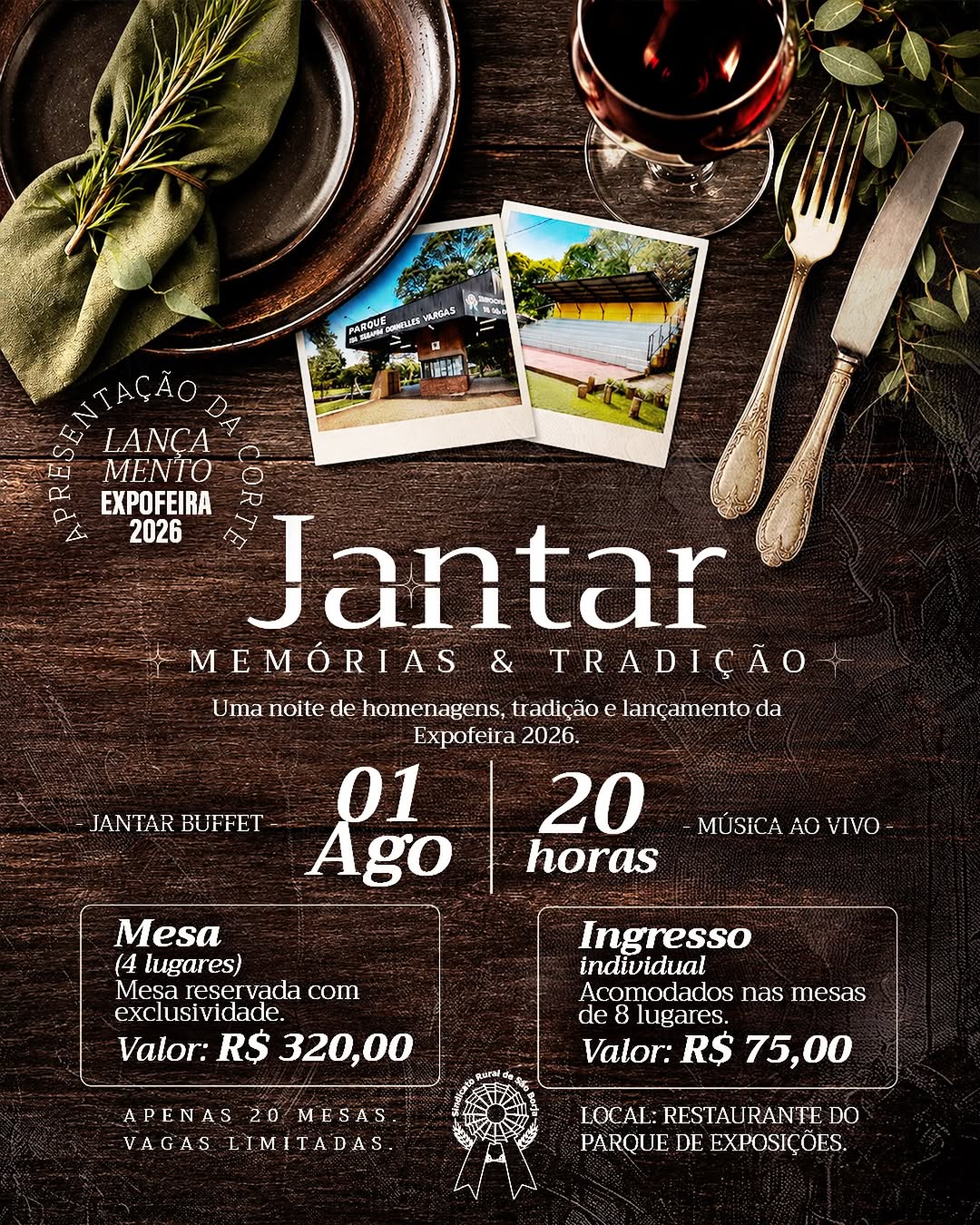 Jantar Memórias & Tradição - Lançamento Expofeira 2026