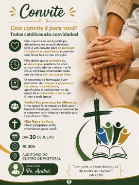 Convite: Encontro de Formação para Todos os Católicos