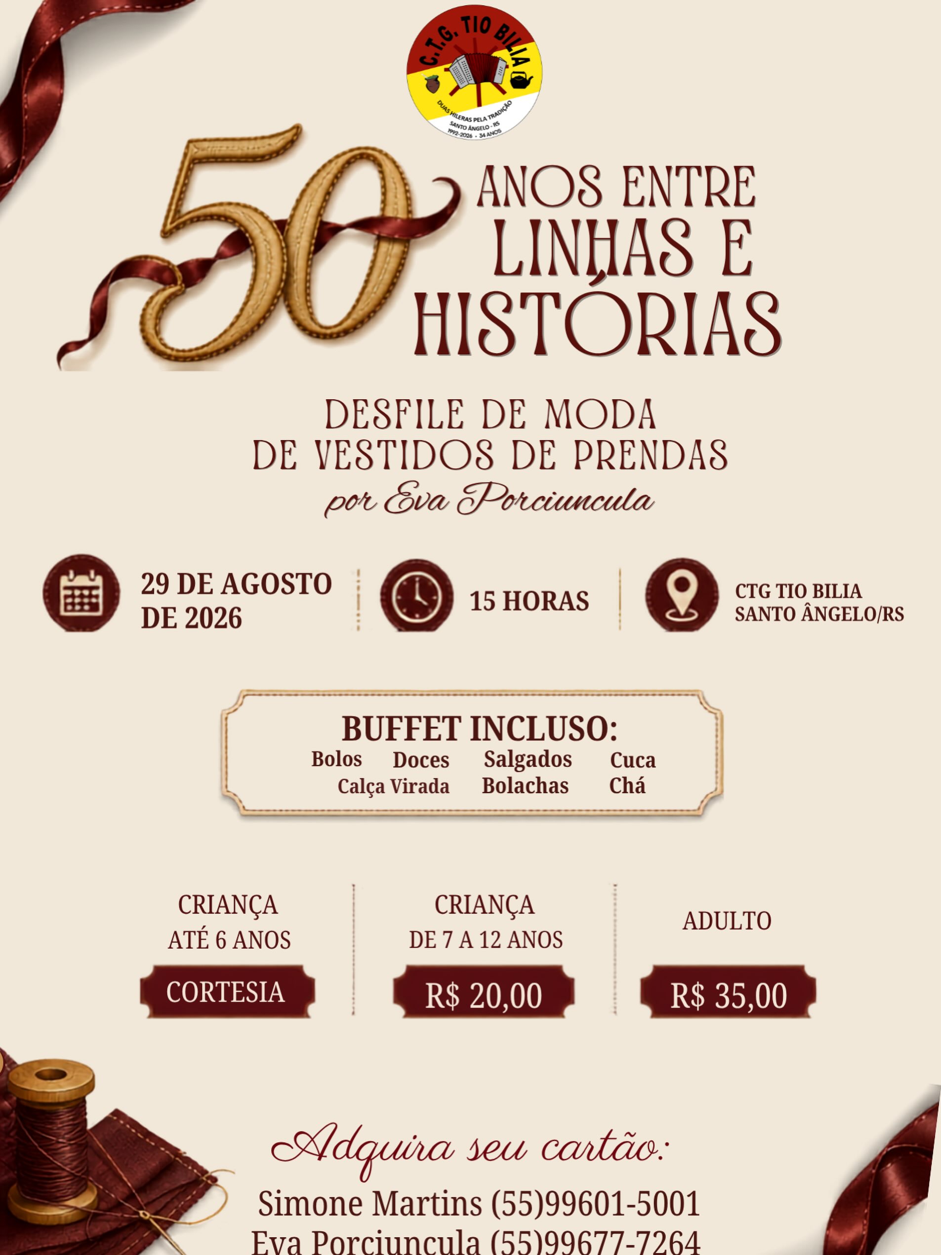 50 Anos Entre Linhas e Histórias - Desfile de Moda de Vestidos de Prendas