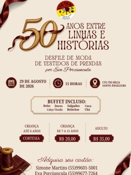 50 Anos Entre Linhas e Histórias - Desfile de Moda de Vestidos de Prendas
