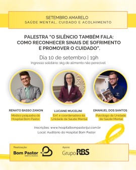 Palestra: O silêncio também fala - Como reconhecer sinais de sofrimento e promover o cuidado